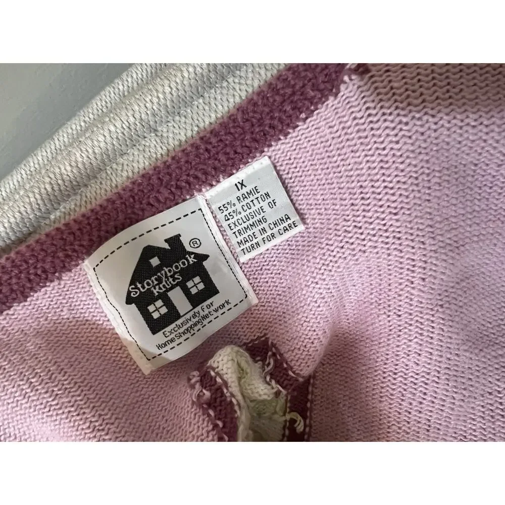 Vintage Storybook Knits Geometric Patchwork Cardigan Sweater XL Cottagecore - Picture 13 of 14